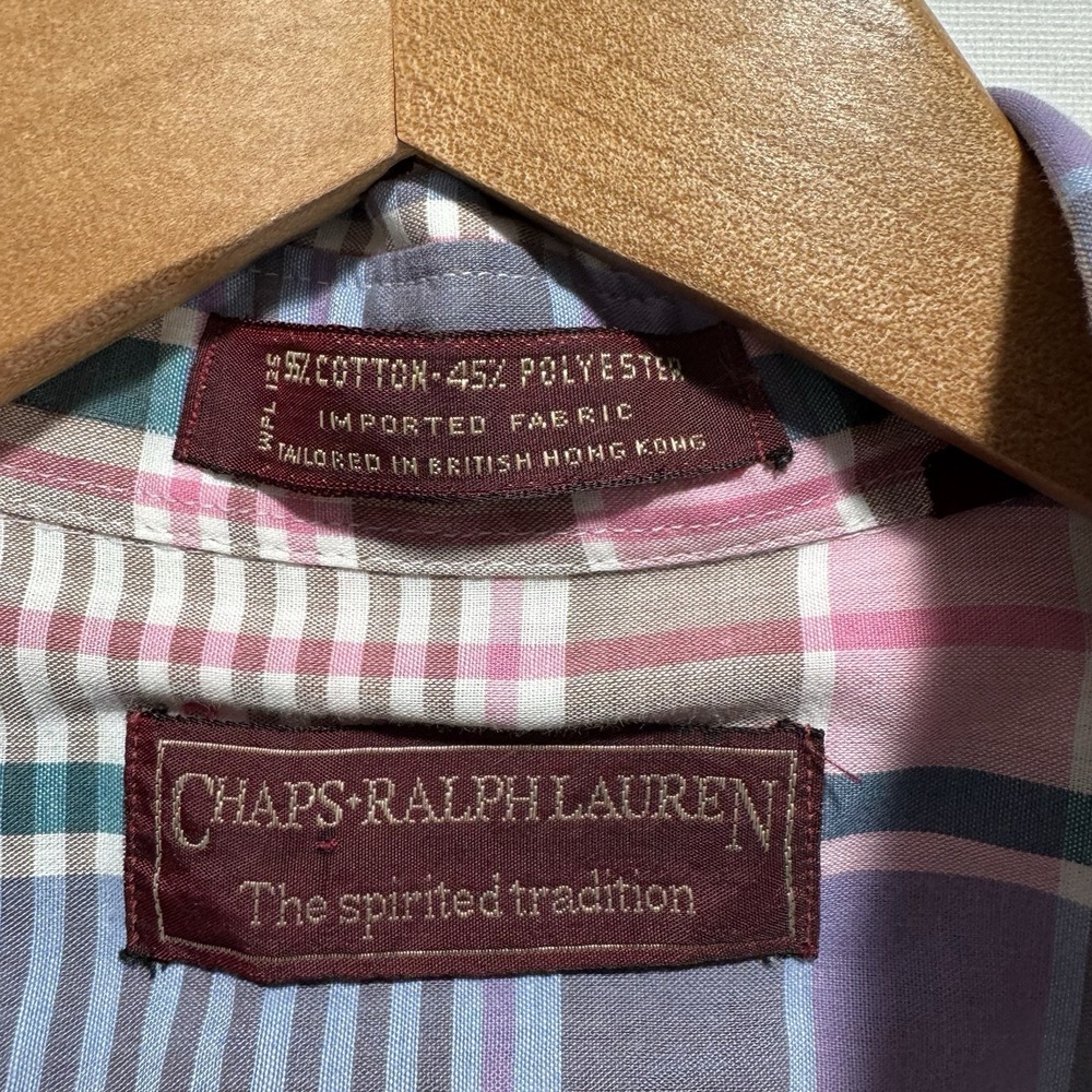 Vintage Chaps Ralph Lauren Long Sleeve Button Down Shirt Mens‎ Pink Plaid - Picture 6 of 7